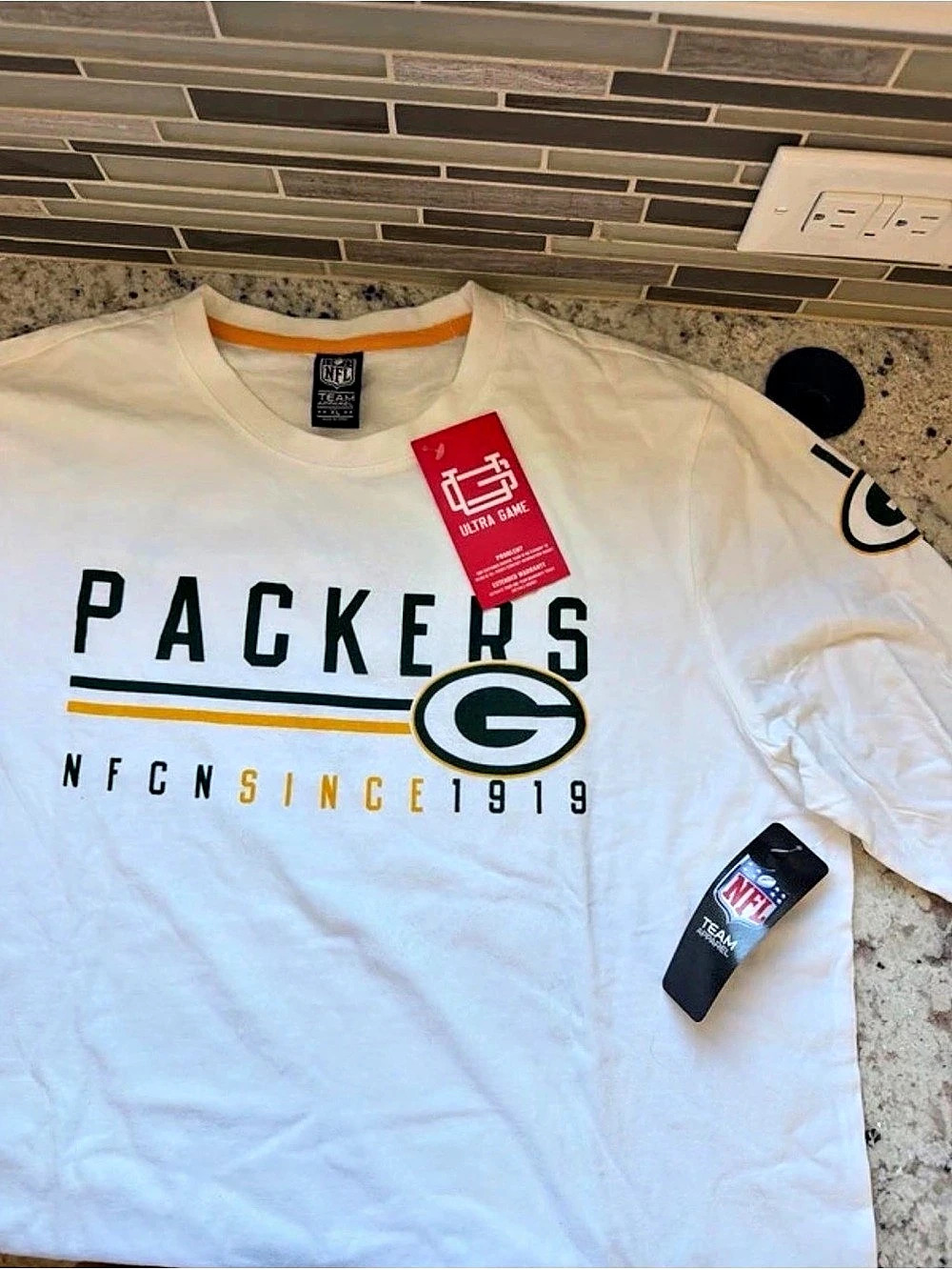 NFL Team Apparel Packers Long Sleeve Shirt White NWT